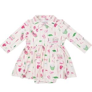 NWOT Tullabee pink golf country club bodysuit dress 6-12 months